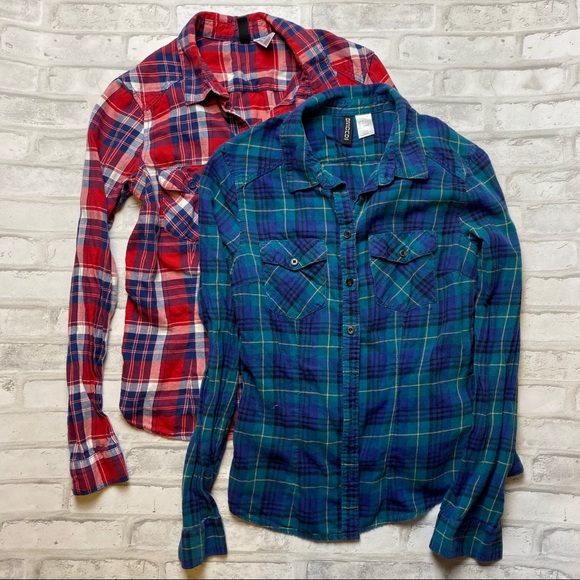 H&M Tops - H&M Divided Flannel Button Downs - lot of 2